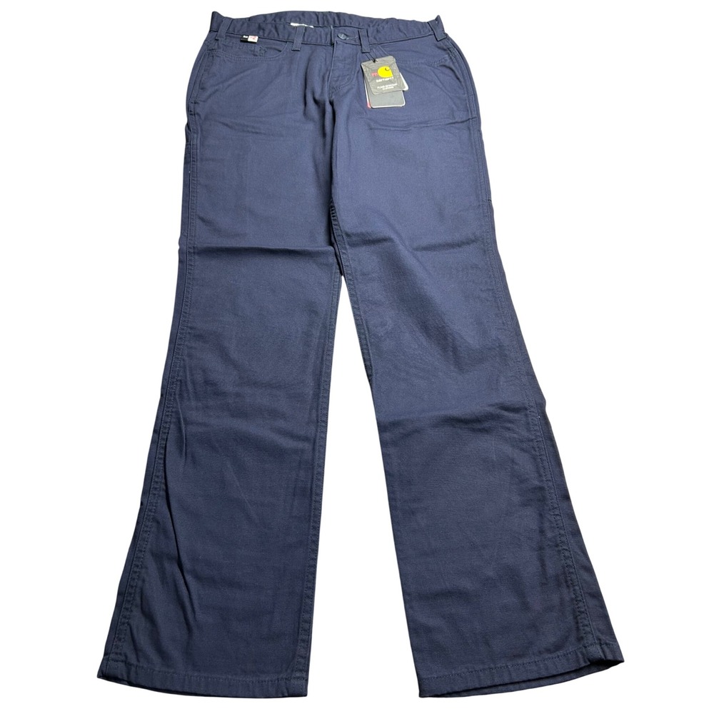 Carhartt Women FR Rugged Flex Canvas Pants CAT 2 Size 12 R Navy Blue 102689-410